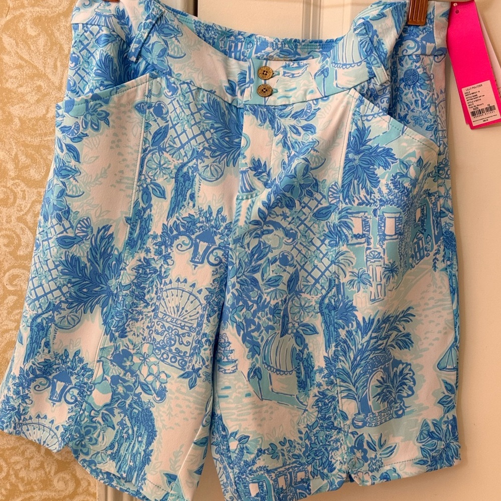 Lilly Pulitzer Blue and White Printed Bermuda Shorts